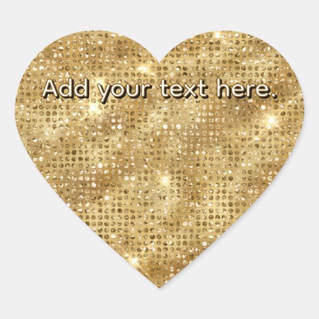 Gold Glitter Add Your Own Text Heart Sticker (Front)