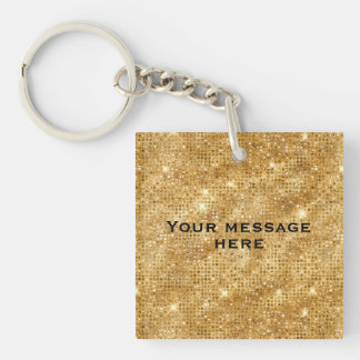 Gold Glitter Add Your Own Text Key Ring