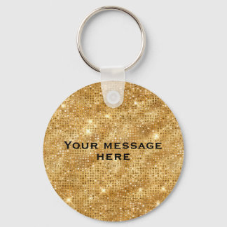 Gold Glitter Add Your Own Text Key Ring