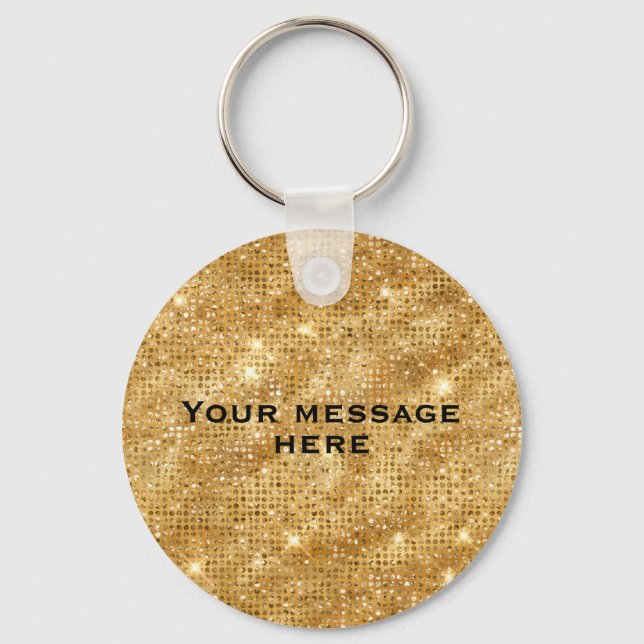 Gold Glitter Add Your Own Text Key Ring (Front)