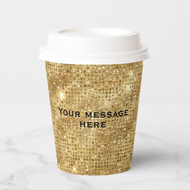 Gold Glitter Add Your Own Text Paper Cups (Front)
