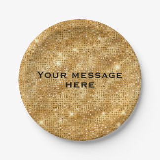 Gold Glitter Add Your Own Text Paper Plate