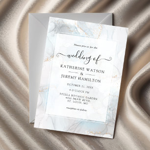 Gold Glitter   Alcohol Ink wedding Invitation