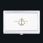 Gold Glitter Anchor Nautical Business Card Holder<br><div class="desc">Gold Glitter Anchor Nautical Business Card Holder. Customise with any text or leave it blank.</div>
