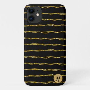 Gold Glitter and Black Phone Case
