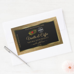 Gold Glitter and Black Product Labels Ladybug Logo