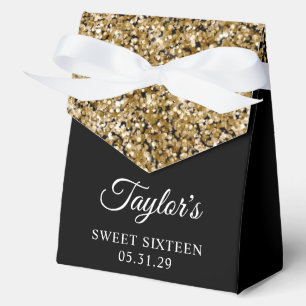 Gold Glitter and Black Sweet Sixteen Favour Box