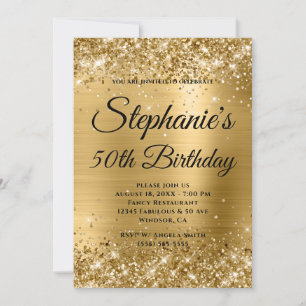 Gold Glitter and Foil Fancy Monogram Invitation