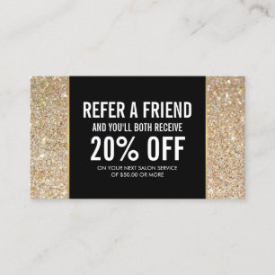 Gold Glitter and Glamour Beauty Referral Card