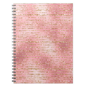Gold Glitter and Light Pink Foil Glam Stripes Notebook