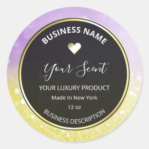 Gold Glitter And Pastel Purple Soy Candle Labels