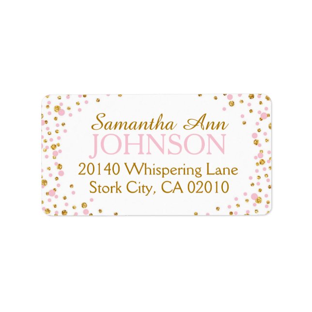 Gold Glitter and Pink Dot Sprinkles Label (Front)