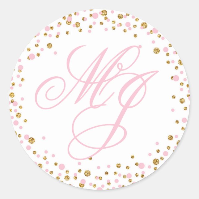 Gold Glitter and Pink Sprinkle Monogram Label (Front)