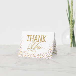 Gold Glitter and Pink Sprinkles Thank You Card