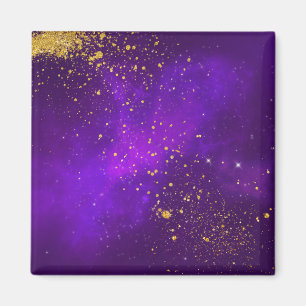 Gold Glitter and Purple Galaxy Magnet