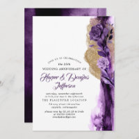 Gold Glitter and Purple Wedding Anniversary Party