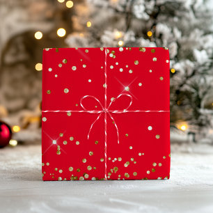 Gold Glitter and Red Wrapping Paper Sheet