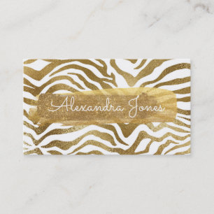 Gold Glitter and Sparkle Animal Print Business Card