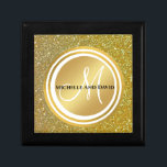 Gold Glitter and sparkle Black Monogram Newlywed Gift Box<br><div class="desc">Personalised Gold Glitter (printed) Monogrammed design with bride and groom names and wedding date and ombre effect. Makes a great gift for newly weds. Great for your bedroom as fun decorative addition to your bedroom. Customise with your names,  monogram initial and wedding date.</div>