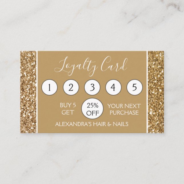 Gold Glitter and Sparkle Girly Loyalty Punch (Front)