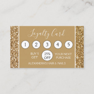 Gold Glitter and Sparkle Girly Loyalty Punch Card