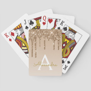 Gold Glitter and Sparkle Luxury Monogram Playing Cards