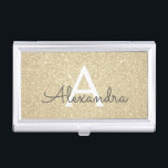 Gold Glitter and Sparkle Monogram Business Card Holder<br><div class="desc">Gold Faux Glitter and Sparkle Elegant Monogram Business Card Holder. This Business Card Holder can be customised to include your initial and first name.</div>