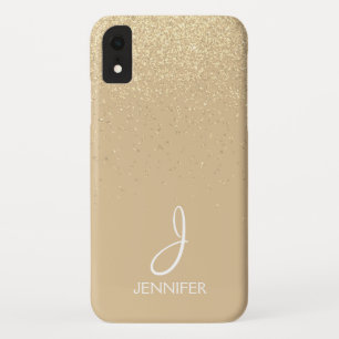 Gold Glitter and Sparkle Monogram iPhone XR Case