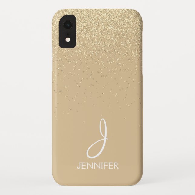 Gold Glitter and Sparkle Monogram Case-Mate iPhone Case (Back)