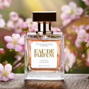 Gold Glitter and White Eau de Parfum Label