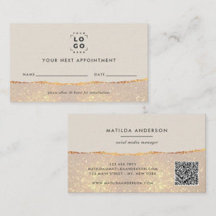 Gold Glitter Appointment Reminder & Business Business Card