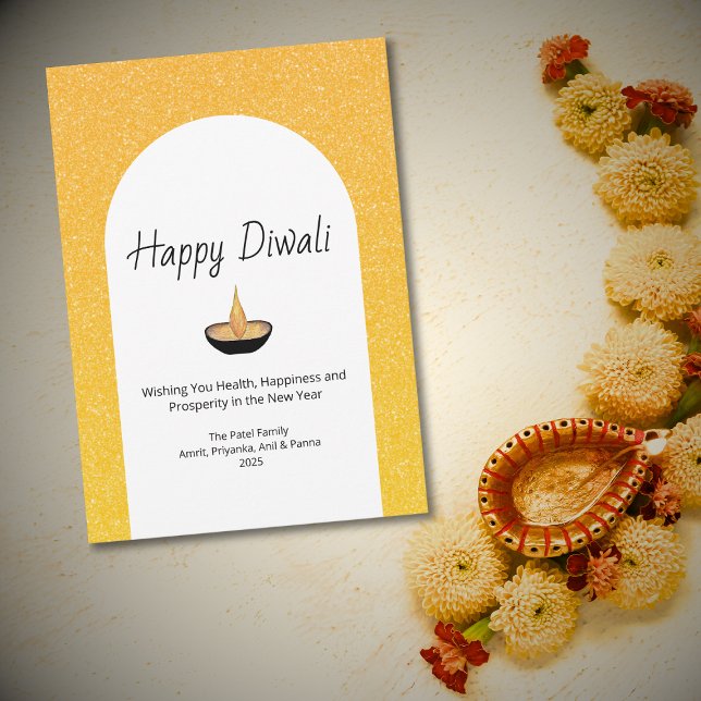 Gold Glitter Arch Diya Lamp Happy Diwali Holiday (Creator Uploaded)