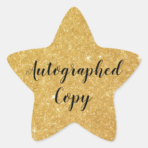Gold Glitter Autographed Copy Author Writer Star Star Sticker