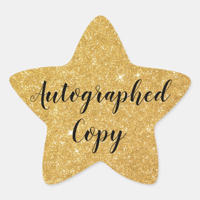 Gold Glitter Autographed Copy Author Writer Star Star Sticker (Front)