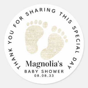 Gold Glitter Baby Feet Baby Shower Thank You Classic Round Sticker