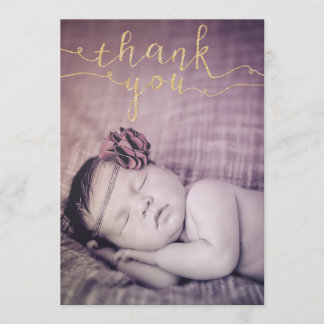Gold Glitter Baby Sip & See Thank You Photo Invite