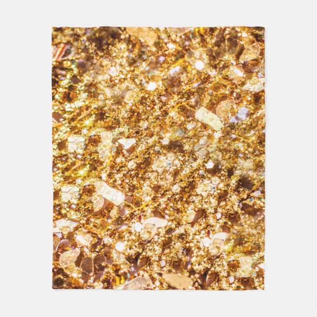 Gold glitter background fleece blanket (Front)