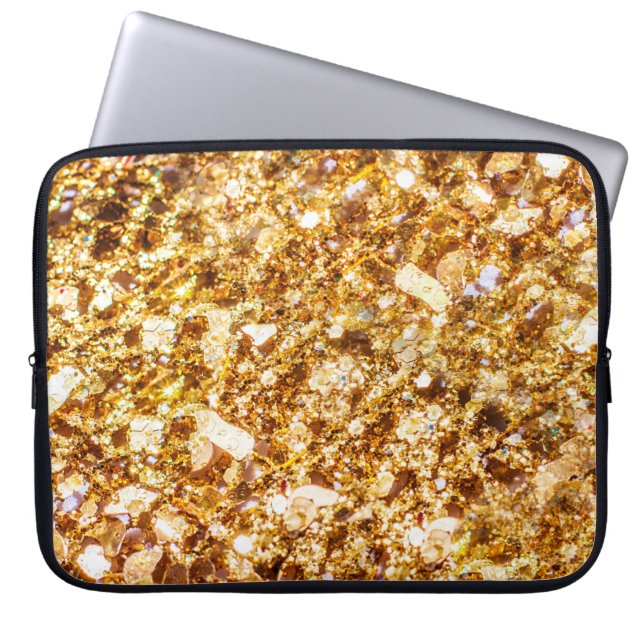Gold glitter background laptop sleeve (Front)