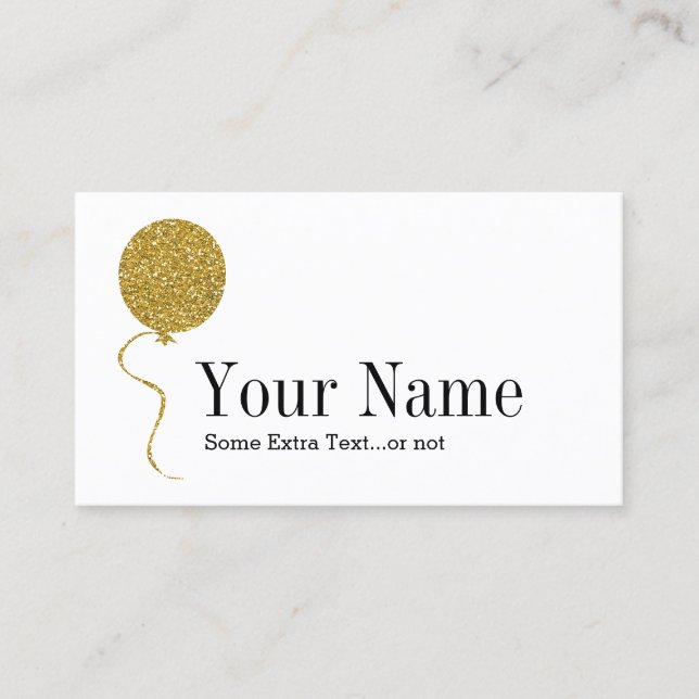 Gold Glitter Balloon Event Party Planner Business Card (Front)