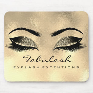 Gold Glitter Beauty Studio Lashes Extension Browns Mouse Pad