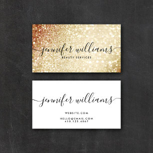 Gold Glitter Beauty Stylist Modern Calligraphy Business Card
