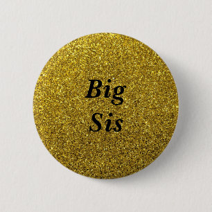 Gold Glitter Big Sis Baby Shower Button