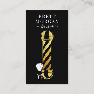 Gold Glitter Black Barber Pole Barber Business Ca Card