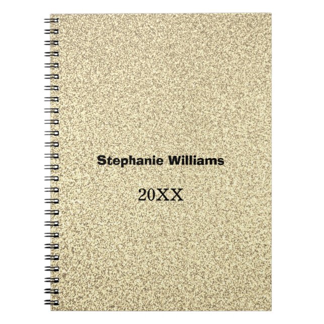 Gold Glitter Black Custom Name Wedding Bridal Gift Notebook (Front)