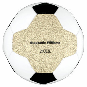 Gold Glitter Black Custom Name Wedding Bridal Gift Soccer Ball