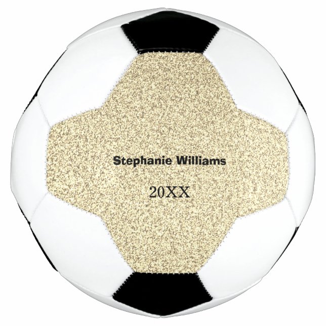 Gold Glitter Black Custom Name Wedding Bridal Gift Soccer Ball (Front)