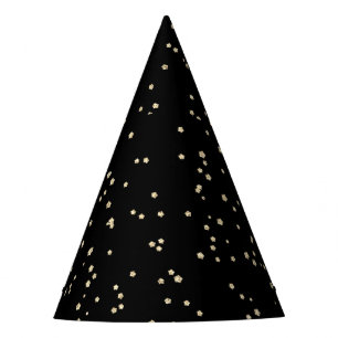 Gold Glitter Black New Year's Eve Party Hat