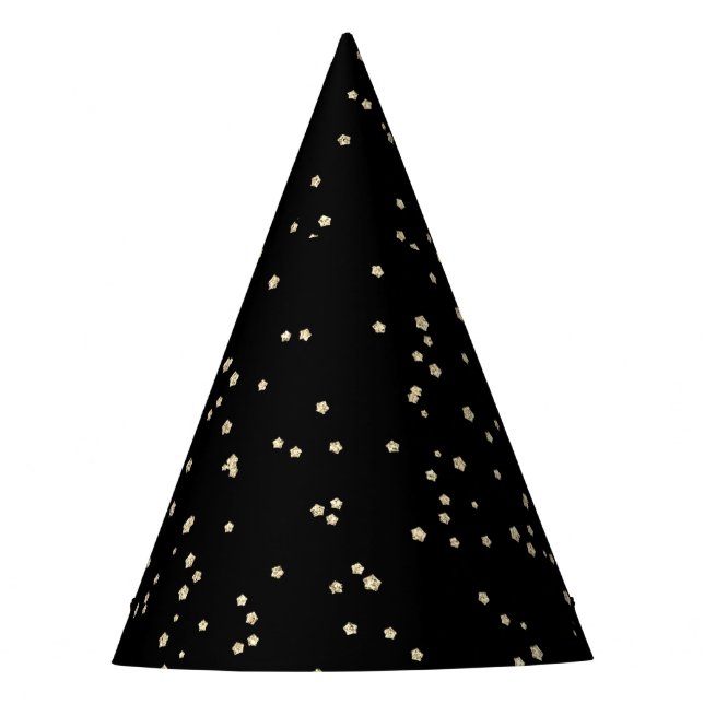 Gold Glitter Black New Year's Eve Party Hat (Front)