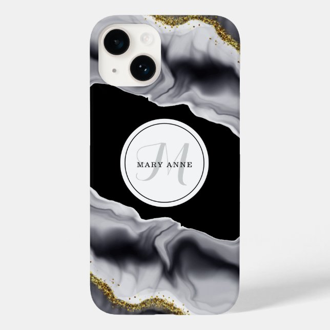 Gold Glitter Black Personalise Case-Mate iPhone Case (Back)