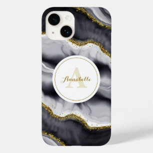 Gold Glitter Black Personalise Case-Mate iPhone 14 Case